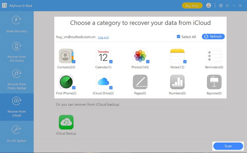 xem lich su cuoc goi tren icloud bang iMyFone D Back